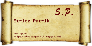 Stritz Patrik névjegykártya